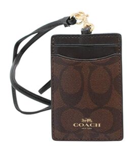 coach signature pvc lanyard id badge card holder (brown/black)