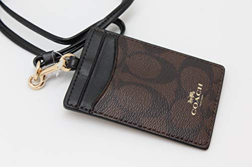 Coach Signature PVC Lanyard ID Badge Card Holder (Brown/Black)