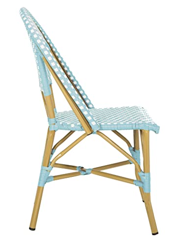 Safavieh Home Collection Hooper Indoor-Outdoor Stacking Side Chairs | Teal & White | Set of 2