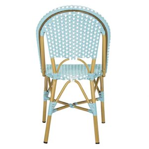 Safavieh Home Collection Hooper Indoor-Outdoor Stacking Side Chairs | Teal & White | Set of 2