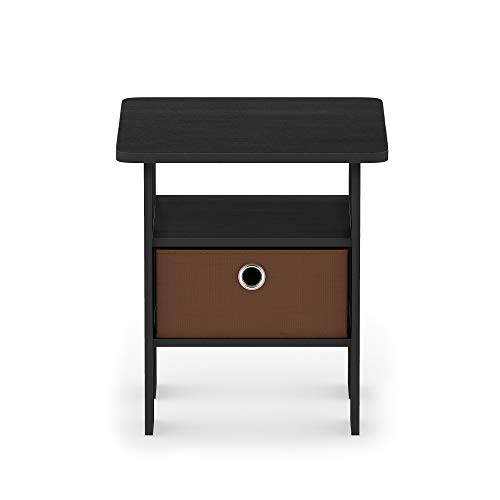 Furinno Andrey End Table / Side Table / Night Stand / Bedside Table with Bin Drawer, Americano/Medium Brown