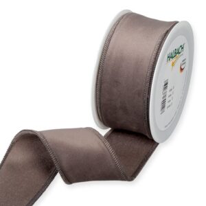 FloristryWarehouse Grey Christmas Velvet Fabric Ribbon 2 inches Wide on 9 Yards roll. Wired Edge