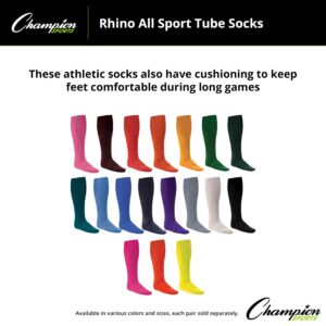 Champion Sports Rhino® All Sport Socks - Machine Washable Sport Sock - for Baseball, Football, Soccer - Cushioned Tube Sock - Stay-in-Place Fit - Size M/8.5-10 - Purple