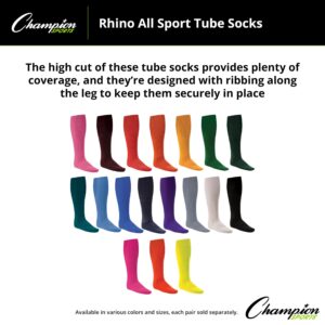 Champion Sports Rhino® All Sport Socks - Machine Washable Sport Sock - for Baseball, Football, Soccer - Cushioned Tube Sock - Stay-in-Place Fit - Size M/8.5-10 - Purple