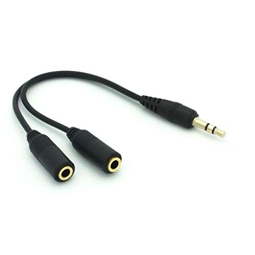 3.5mm Headset Splitter Earbuds Audio Jack Y Adapter 2-Port Black for Verizon Samsung Galaxy J3 Eclipse - Verizon Samsung Galaxy J3 V - Verizon Samsung Galaxy J7 V (2017)