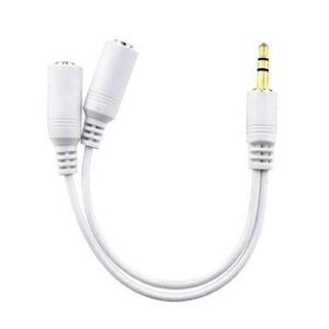 3.5mm Headset Splitter Earphone Speaker Audio Y Adapter 2-Port White for Samsung Galaxy Tab 3 8.0 - Samsung Galaxy Tab 4 10.1 SM-T530 - Samsung Galaxy Tab 4 7.0