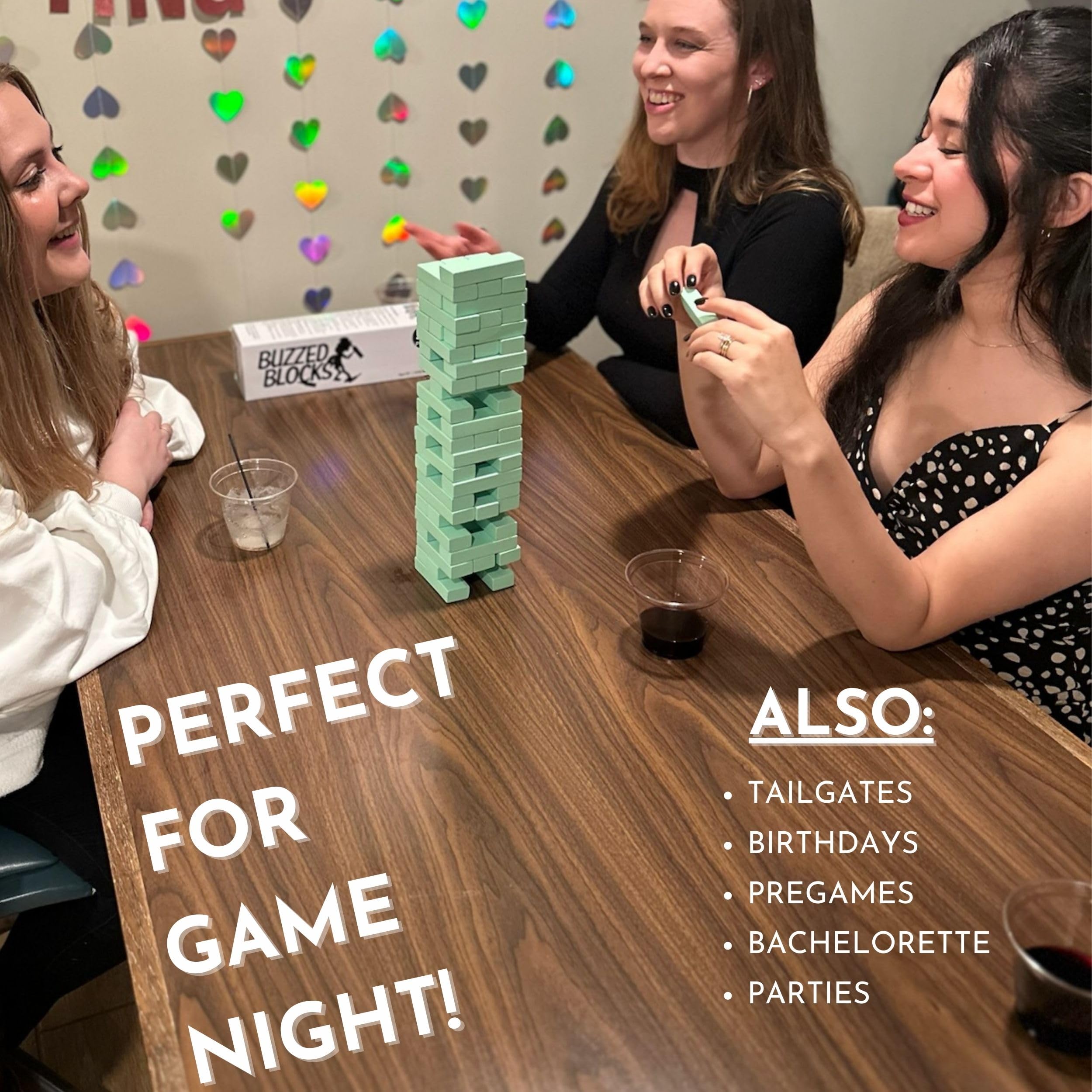 Buzzed Blocks Adult Drinking Game - 54 Blocks with Hilarious Drinking Commands and Games on 40 of Them | Perfect Pregame Party Starter | Entertaining Party Game for Adults