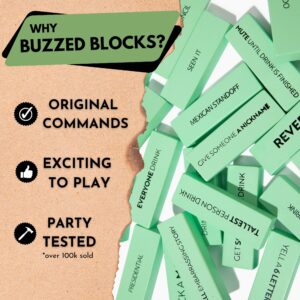 Buzzed Blocks Adult Drinking Game - 54 Blocks with Hilarious Drinking Commands and Games on 40 of Them | Perfect Pregame Party Starter | Entertaining Party Game for Adults