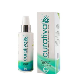 Curativa Bay .02% Hypochlorous Skin Spray Best for Healthy Skin, Blemishes and irritations - Made in USA with 100% Organic Vegan Hypoallergenic Ingredients (4oz Bottle)