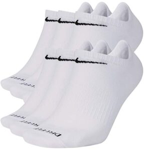 nike men's 6-pair everyday plus lightweight no-show socks (large, white)