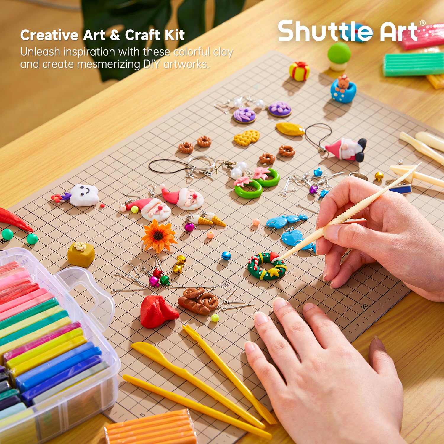 Shuttle Art Oven-Bake Modeling Clay Kit - 50 Colors with 19 Tools, 10 Accessories - Non-Toxic, Non-Sticky - Ideal DIY Art Craft Gift for Kids & Adults