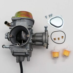 KIPA Carburetor For Yamaha RHINO 660 YFM660 YXR660FA YXR660FSE YXR660FH YXR660 Hunter UTV ATV 2004 2005 2006 2007 Replace OEM part number 5KM-14901-00-00 2Pcs New Main jets & 2Pcs Fuel Filters