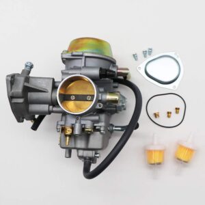 KIPA Carburetor For Yamaha RHINO 660 YFM660 YXR660FA YXR660FSE YXR660FH YXR660 Hunter UTV ATV 2004 2005 2006 2007 Replace OEM part number 5KM-14901-00-00 2Pcs New Main jets & 2Pcs Fuel Filters