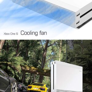 Xbox one S Cooling Fan System, Megadream Adjustable 3 High Speed Fans Cooling Dock & 2 USB Ports & Data Syncing for Microsoft Xbox One Slim Gaming Console – White