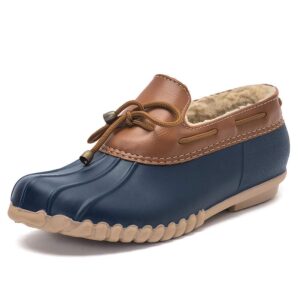 dksuko snow women's waterpoof loafer shoes slip on flat duck shoe (10 b(m) us, blue)