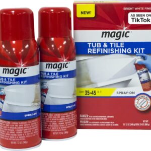 Magic Tub and Tile Refinishing Kit - Spray on Aerosol - Refinish Sinks Tile Porcelain Acrylic Fiberglass and Ceramic Surfaces, Bright White, 12 Ounce (Pack of 2)