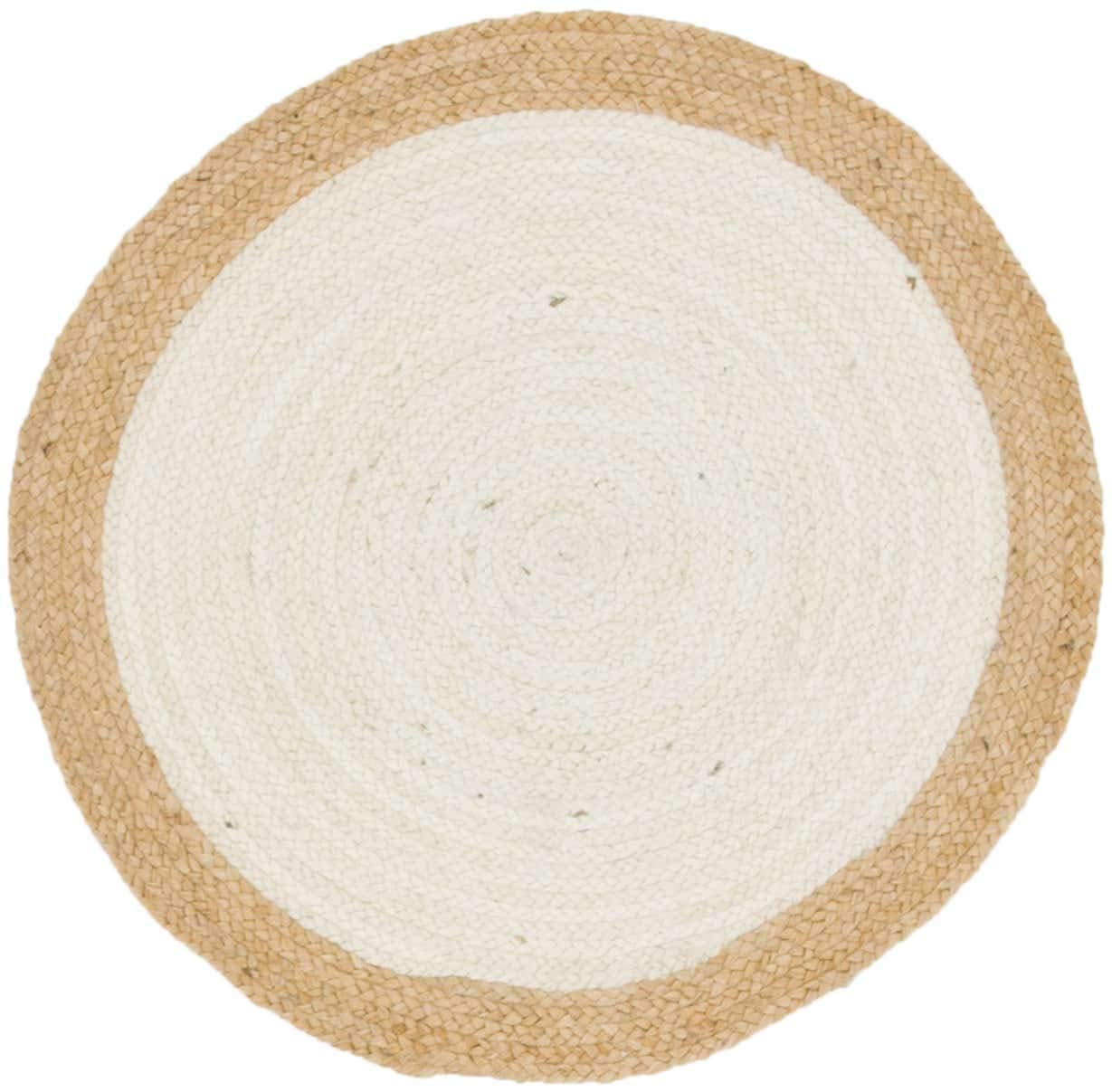 Unique Loom Braided Jute Collection Hand Woven Natural Fibers Ivory Round Rug (3' 3 x 3' 3)