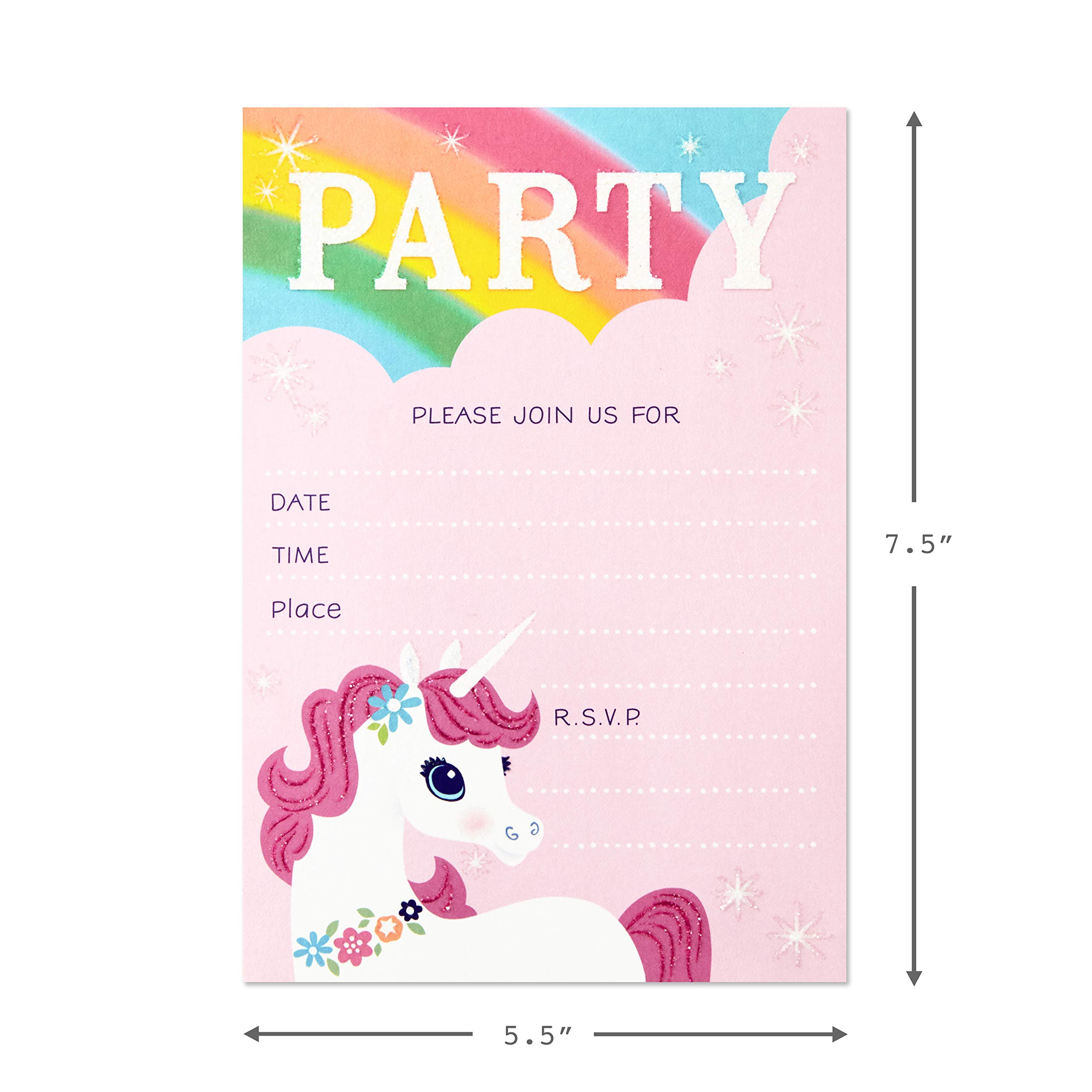 Hallmark Rainbow Unicorn Invitations and Thank You Cards Set (Pack Includes 10 Invites and 10 Thank You Notes)