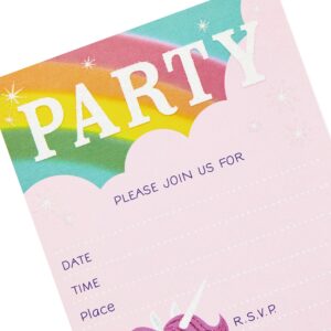 Hallmark Rainbow Unicorn Invitations and Thank You Cards Set (Pack Includes 10 Invites and 10 Thank You Notes)