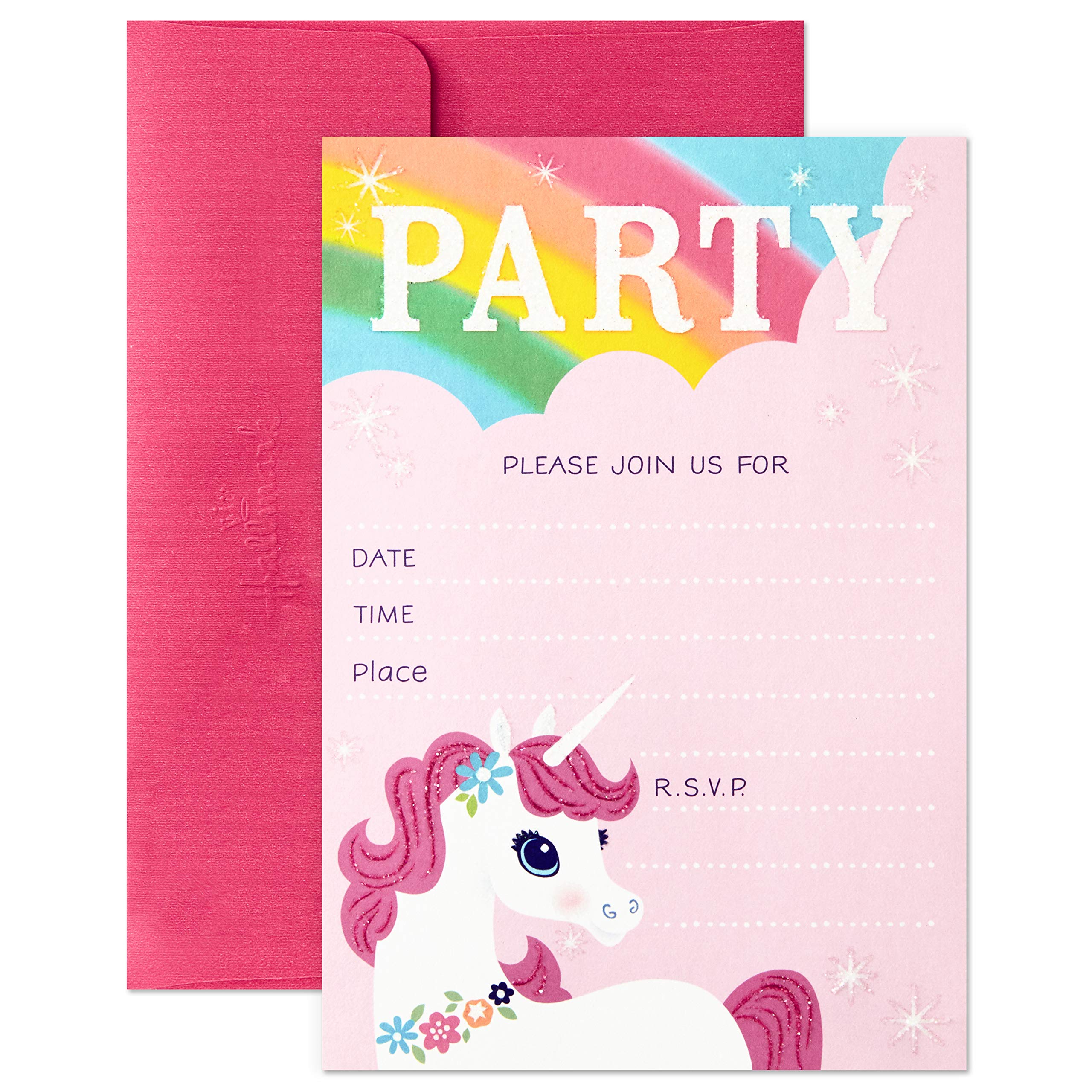 Hallmark Rainbow Unicorn Invitations and Thank You Cards Set (Pack Includes 10 Invites and 10 Thank You Notes)