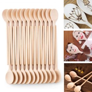 Mr.Woodware 12 Inch Wooden Spoons for Cooking - Set of 24 Long Handle Oval Wooden Spoon for Mixing, Stirring, Tasting - Kitchen Wooden Utensils For Cooking and Crafts, Personalized Wood Burning