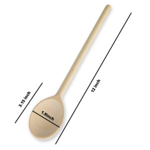 Mr.Woodware 12 Inch Wooden Spoons for Cooking - Set of 24 Long Handle Oval Wooden Spoon for Mixing, Stirring, Tasting - Kitchen Wooden Utensils For Cooking and Crafts, Personalized Wood Burning