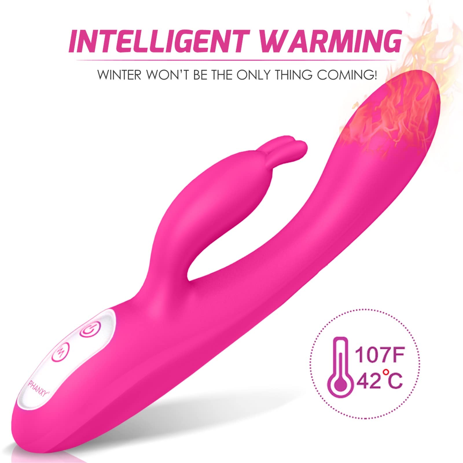 G Spot Rabbit Vibrator with Heating Function and Bunny Ears for Clitoris G-spot Stimulation,Waterproof Dildo 9 Powerful Vibrations Dual Motor Stimulator Women or Couple Fun(Red)