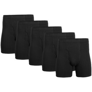 gildan men's underwear covered waistband boxer briefs, multipack, black (5-pack), x-large