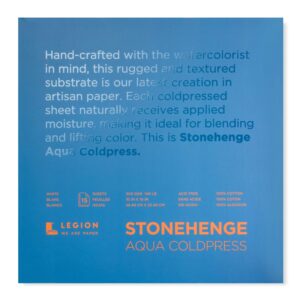 Stonehenge Aqua Watercolor Block, 140lb. Coldpress, 10 x 10, White, 15 Sheets (L21-SQC140WH1010)