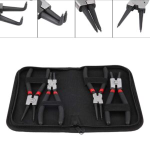 Snap Ring Pliers Set, 4-Piece Heavy Duty Circlip Pliers Set 7-inch Internal/External Circlip Pliers Kit with Straight/Bent Jaw for Ring Remover Retaining and Remove Hoses