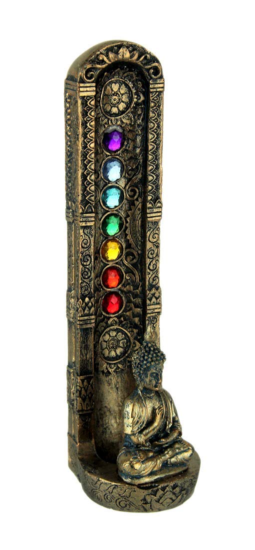 Fantasy Gifts Standing Buddha Chakra Stone Incense Burner, 9 1/2 inches, Multicolor