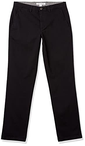 Amazon Essentials Men's Athletic-Fit Casual Stretch Chino Pant (Available in Big & Tall), Black, 38W x 32L