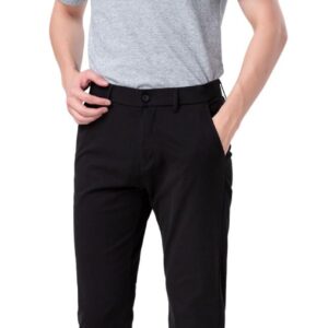 Plaid&Plain Men's Slim Fit Khaki Pants Men's Tapered Chino Pants 8801Black 29X28