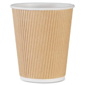 NYHI Set of 150 Ripple Insulated Kraft 12-oz Paper Cups – Coffee/Tea Hot Cups | Recyclable |3-Layer Rippled Wall For Better Insulation | Perfect for Cappuccino, Hot Cocoa, or Iced Drinks