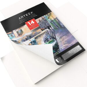 ARTEZA Watercolor Paper, 14 Sheets, 9x12 Inches Watercolor Pad, 140lb/300gsm, 100% Cotton, Double-Sided, Cold Press, Acid Free Art Paper