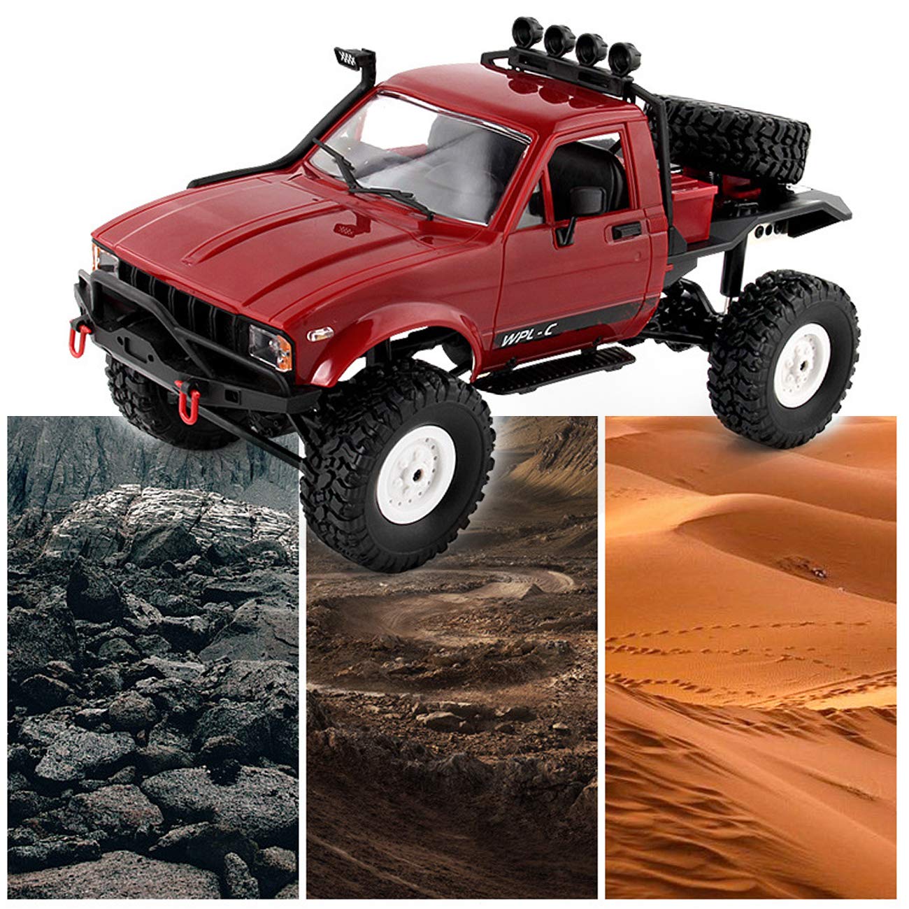 The perseids RC Crawler Offroad RC Truck WPL C14 RC Rock Crawler 4x4 1/16 Scale Remote Control Trucks, 2.4G Semi Trucks All Terrain Car RTR Hobby RC Gift for Kids and Adults