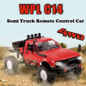 The perseids RC Crawler Offroad RC Truck WPL C14 RC Rock Crawler 4x4 1/16 Scale Remote Control Trucks, 2.4G Semi Trucks All Terrain Car RTR Hobby RC Gift for Kids and Adults