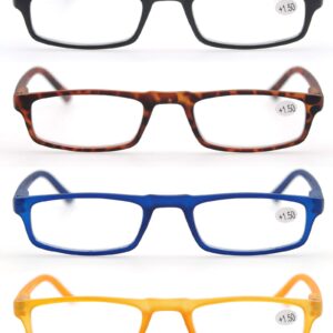 MODFANS Reading Glasses +2.5-4 Pairs Fashion Readers Narrow Frame Spring Hinge for Men Women