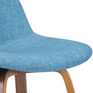 SIMPLIHOME Randolph 26 Inch Mid Century Modern Bentwood Counter Height Stool (Set of 2) in Medium Blue Linen Look Fabric, For the Dining Room and Kitchen