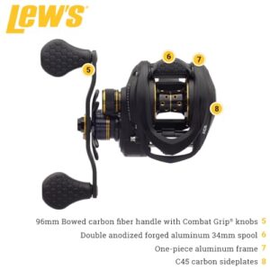 Lew's TP1SHA Tournament Pro LFS Speed Spool Bait Cast Reel, 7.5:1 120/12, RH, ACB, 120/12 - 31" Black