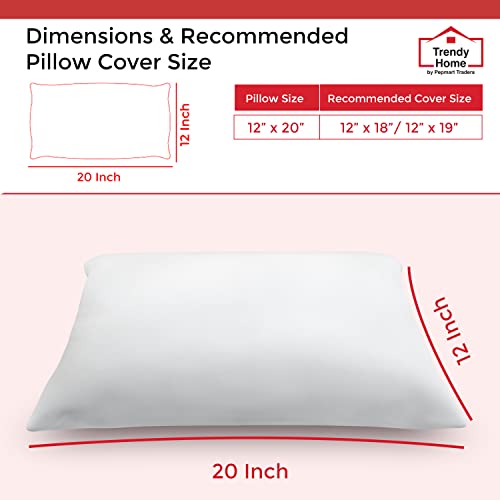 Trendy Home 12x20 Throw Pillow Insert (pack of 2, White), Bed and Couch Pillows Stuffer Hypoallergenic, Lumbar Support Decorative Home Outdoor Pillow Filler (Non Woven, 2 Pack)