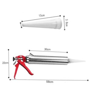 Stainless Steel Hand Caulking Gun Mortar Applicator Sprayer Grout 2 Nozzles (Grouting Gun)