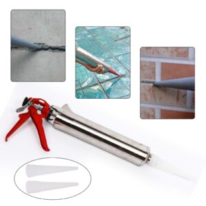 Stainless Steel Hand Caulking Gun Mortar Applicator Sprayer Grout 2 Nozzles (Grouting Gun)