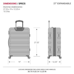 SwissGear 7366 Hardside Expandable Luggage with Spinner Wheels, Black, Checked-Large 27-Inch