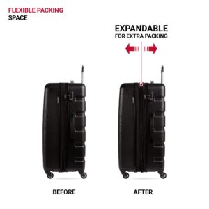 SwissGear 7366 Hardside Expandable Luggage with Spinner Wheels, Black, Checked-Large 27-Inch