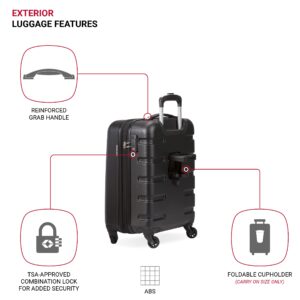 SwissGear 7366 Hardside Expandable Luggage with Spinner Wheels, Black, Carry-On 19-Inch