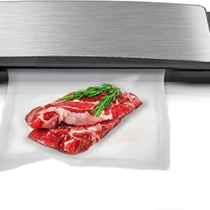 Automatic Food Vacuum Sealer System - 110W Sealed Meat Packing Sealing Preservation Sous Vide Machine w/ 2 Seal Modes, Saver Vac Roll Bags, Vacuum Air Hose - NutriChef PKVS35STS (Stainless Steel)