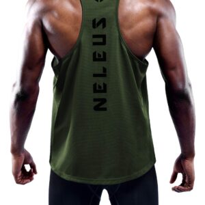 NELEUS Men's 3 Pack Dry Fit Workout GYM Muscle Tank Tops,5031,Black,grey,olive Green,2XL,EU 3XL