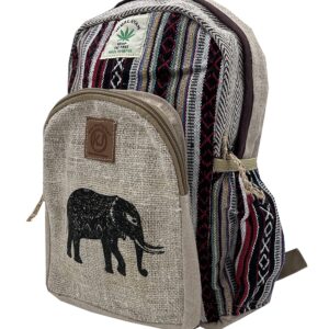 KayJayStyles Handmade Natural Hemp Nepal Backpack Purse Small Lightweight Daypack (Elephant)