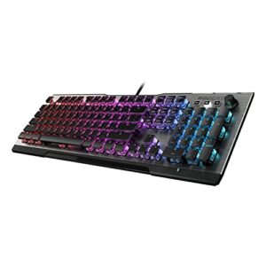 roccat vulcan 100 aimo mechanical pc gaming keyboard, rgb lighting, silent, per key led illumination, brown switches, aluminum top plate, silver